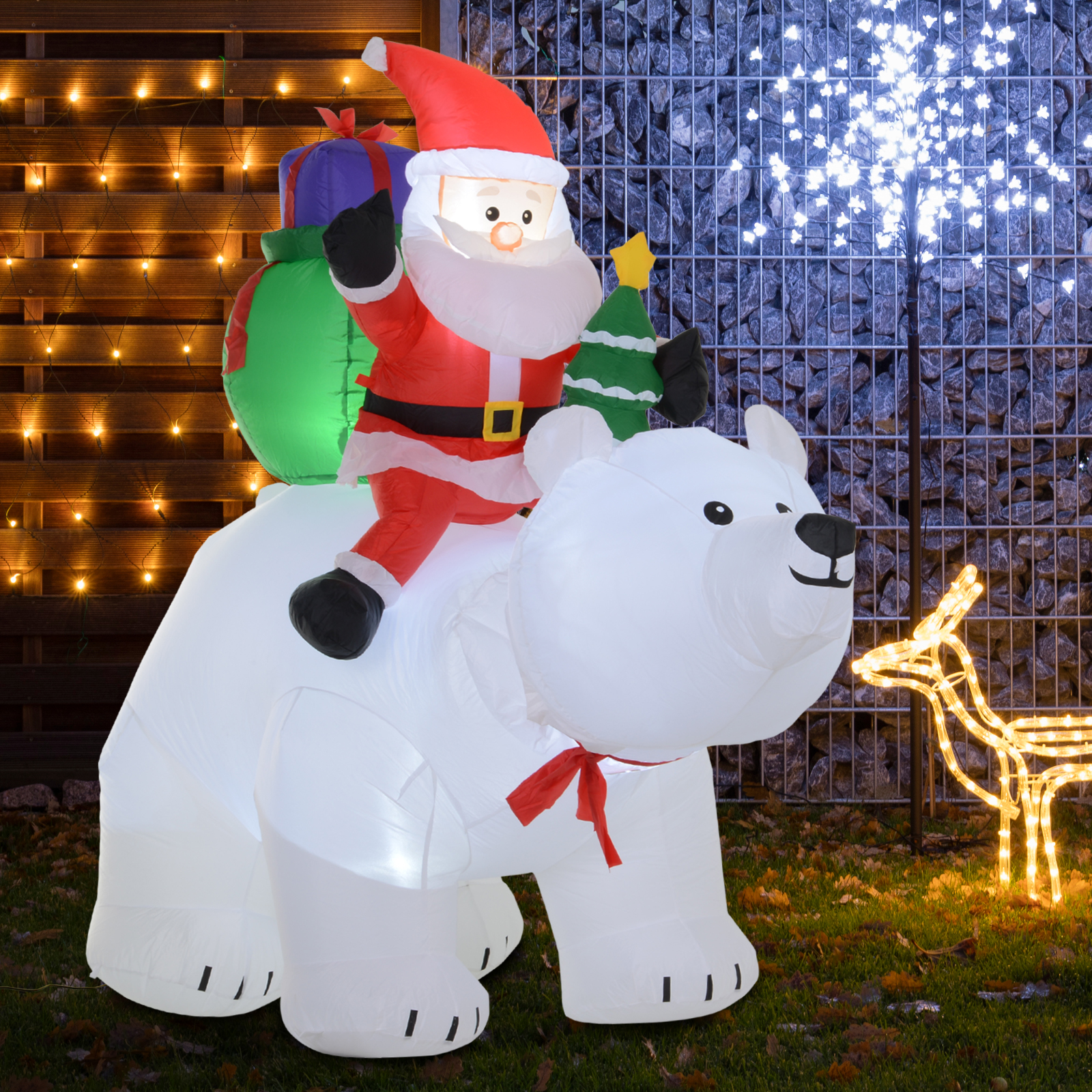 6' Santa Claus Polar Bear Christmas Lawn Inflatable